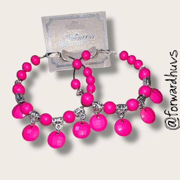 Bundle Sale 3 for $15 | Princess Accessories Pink Hoop Earrings - Picture 3 of 7